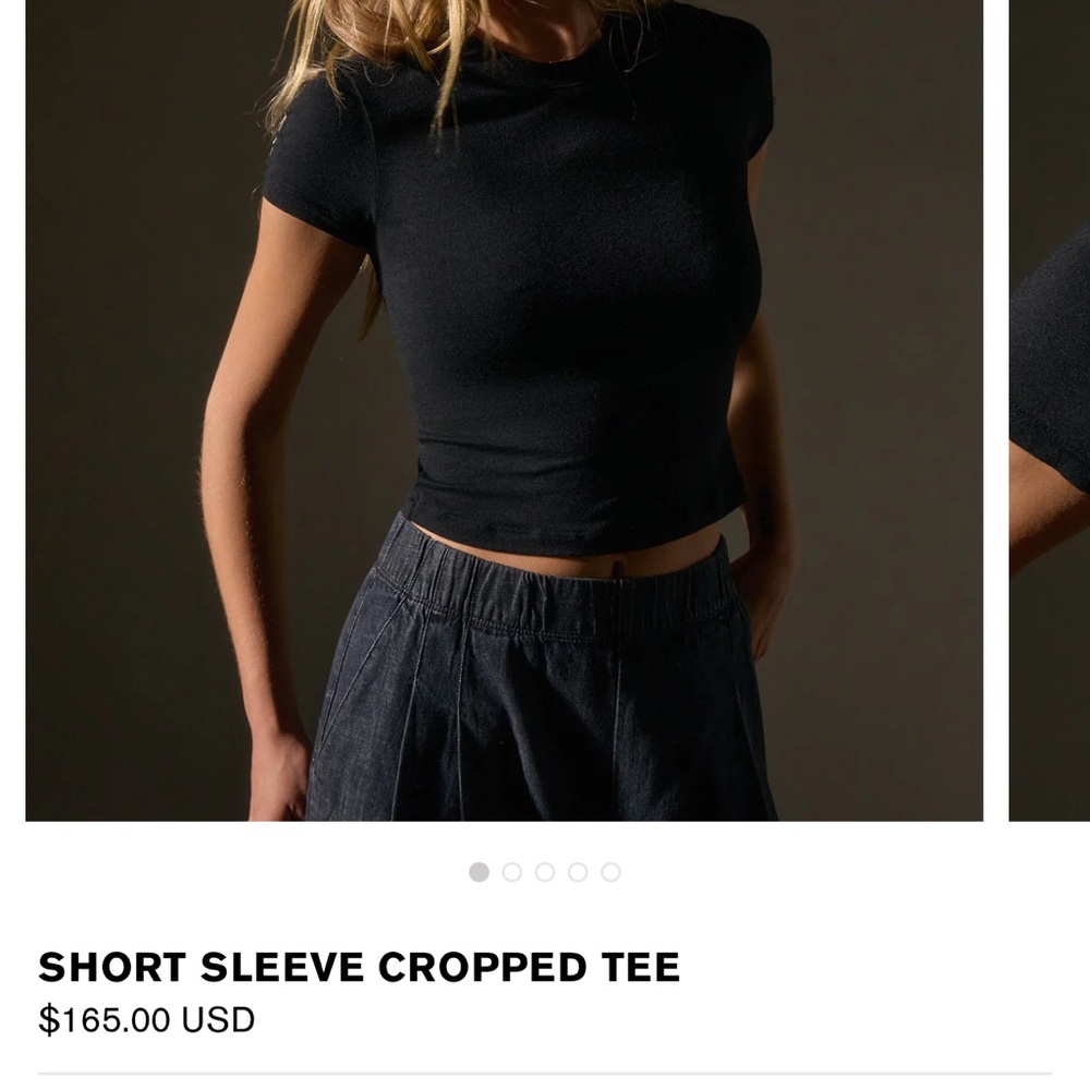 James Perse Black Short Sleeve Crop Top